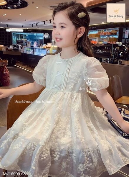 JJDCC.6909 - Váy Jam & Jenny kem hoa nổi tay bồng size 1-10y