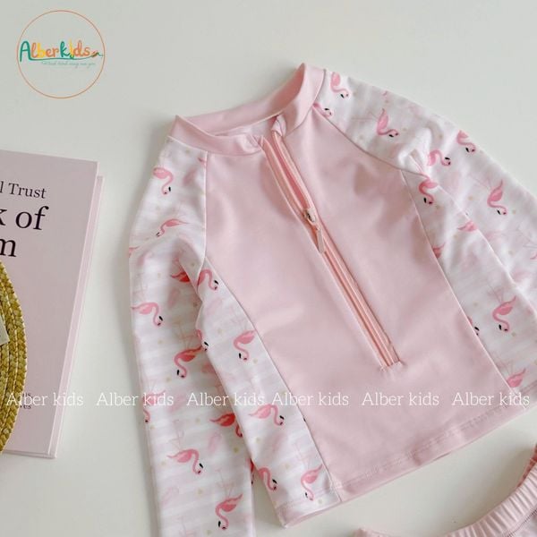 A0818 - Set bộ bơi Alber Kids bé gái áo dài tay + chân váy size 90-150