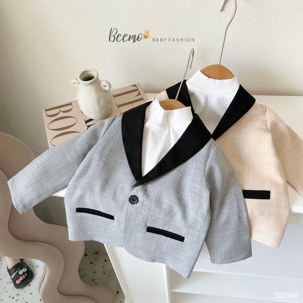 BBT371 - Bộ vest Beemo phối cổ phối viền túi đen 2 màu size 80 - 130