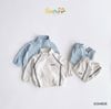 6294BDB - Bộ khoác gió Beemo vui chơi mỗi ngày 2 màu be/xanh bé trai size 1-6y