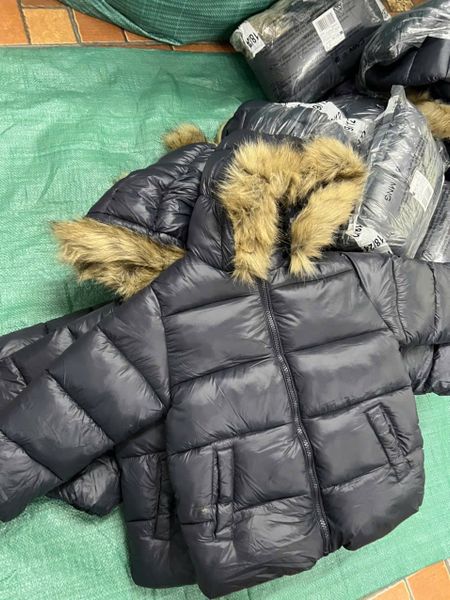 AKBT05 - Áo khoác phao lông vũ MNG màu xanh tím than mũ lông size 1-6y