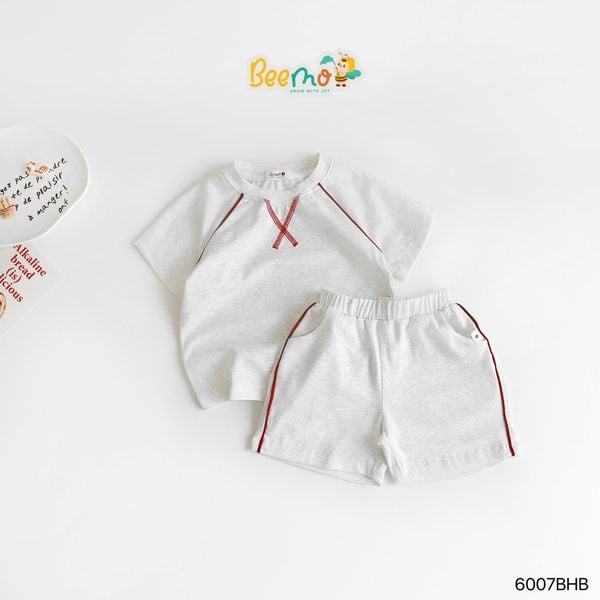 6007BHB - Bộ cotton phối lé Beemo 2 màu cho bé size 6-10y