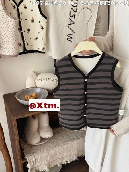 88301 - Áo gile nỉ LNX nhiều hình cho bé gái size 90 - 140