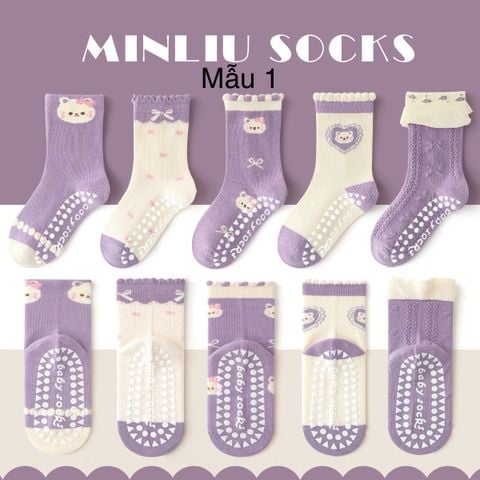 SH2511PK01 - Set 5 đôi tất Minliu Kidsocks dành cho trẻ em, chất liệu cotton+polyester+spandex, NSX Man Luu Textile Company Limited