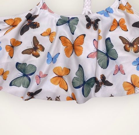 DB00013 - Bộ bơi rời áo trắng hình bướm - quần rêu size 8 - 14y