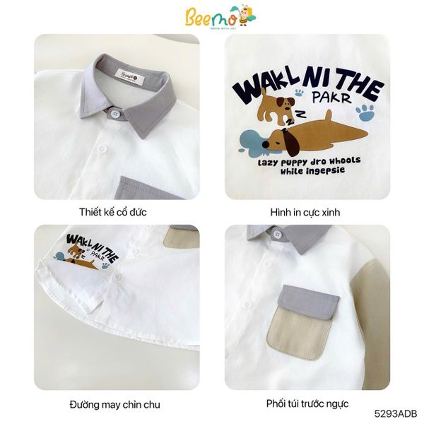 5293ADB - Áo sơ mi Beemo phối tay