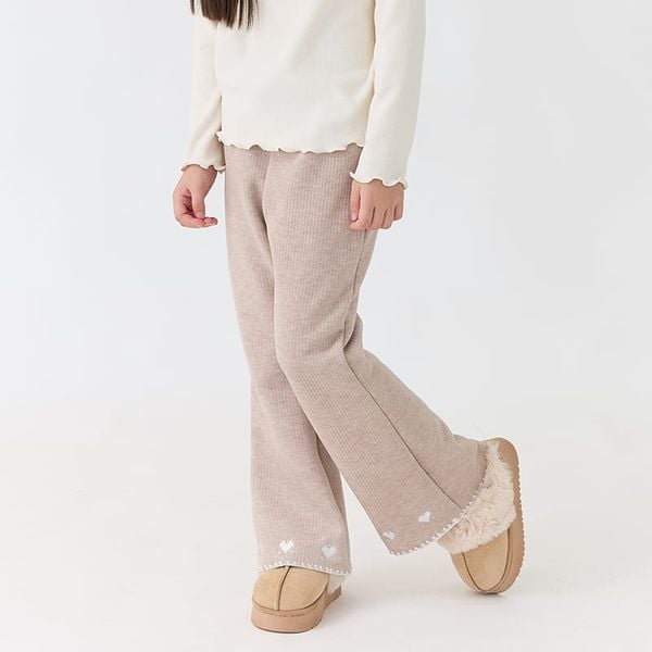 QBG03 - Quần nỉ len bebezoo ống loe thêu trái tim nhiều màu cho bé size 100-160