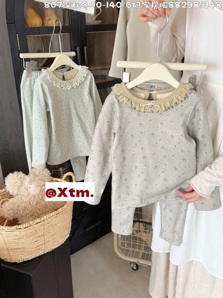 88298 - Bộ nỉ dày đại hàn LNX cổ bèo 3 mẫu Bé Gái size 90 - 140