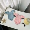 DB00026 - Bộ bơi liền Harifa vai bồng lưng dây đan chéo 3 màu size 9m - 8y