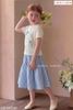 LUBCC.1972 - Set bộ trẻ em Luca & Luca áo trắng + chân váy caro xanh size 6-12y
