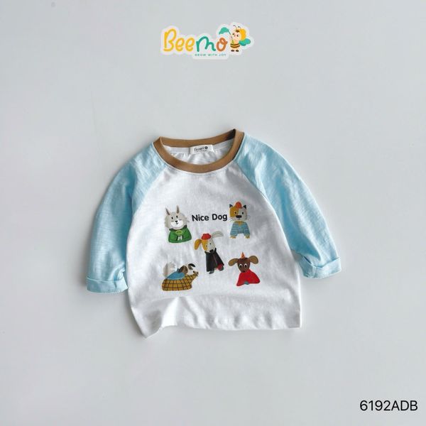 6192ADB - Áo cotton Beemo raglan Nice Dog nhiều màu bé trai size 1-6y
