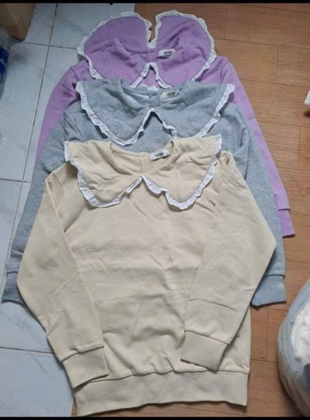 ABG44 - Áo nỉ da cá L.C cổ sen phối bèo trắng 3 màu size 100 - 160