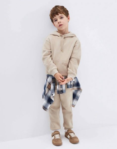 BBT06 - Bộ nỉ bông hoodie GGJJ 2 màu be/xanh bé trai size 2-8y
