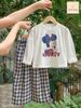 JJ 6146 - Bộ Jam & Jenny áo dài tay in mickey + quần kẻ 6-12y