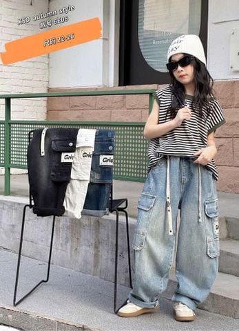 6E08 - Quần jean túi hộp nhiều màu cho bé size 100-140