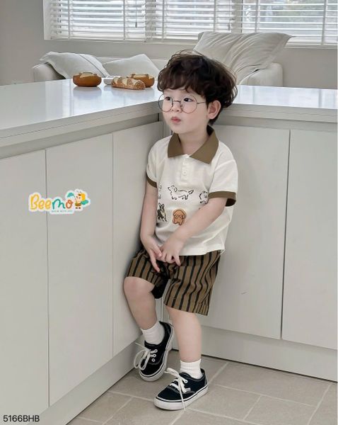 5166BHB - Bộ Beemo phối cổ quần thô size 1-6y