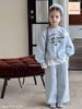 JJ 1237 - Bộ nỉ da cá mỏng Jam & Jenny 2 màu hồng/xanh bé gái size 2-12y