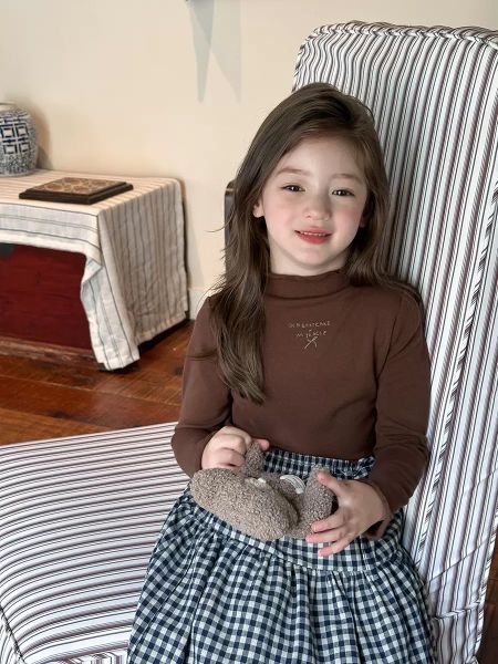 ABG10 - Áo cổ bèo AMBB vải thun giữ nhiệt in chữ bé gái size 90-170