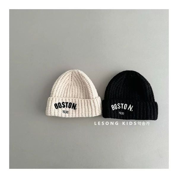 PK061 - Mũ len vành tròn Boston nhiều màu cho bé size 48-53cm