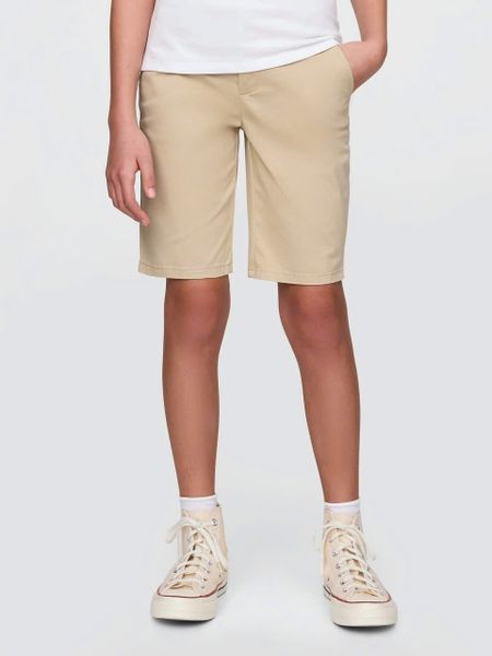QBT12 - Quần short Quick Dry ONV mềm co giãn màu đồng phục be/navy cho bé size 5-20y