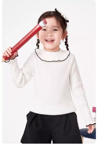 ALBG11 - Áo len cổ bèo - tay bèo trơn nhiều màu size 90 - 130