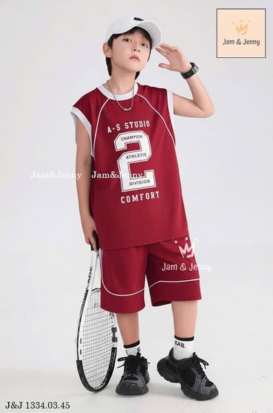 JJBCC.1334 - Bộ cotton thể thao Jam & Jenny sát nách in số 3 màu size 2-12y