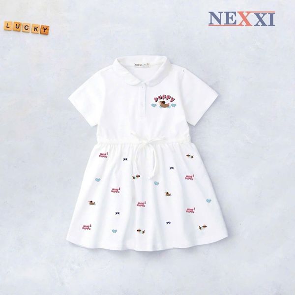 2509.81 - Váy thun Nexxi polo cá sấu rút eo in cún Puppy size 3-8y