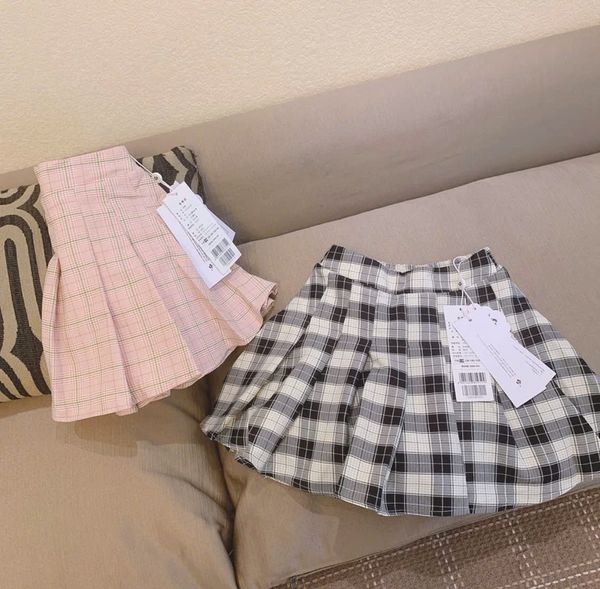 CVAY15 - Chân váy vải thô Mini Peace kẻ caro liền quần nỉ bé gái size 110-160