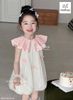 MLSDCC.6648 - Váy Melisa bí vải tơ đính nơ cổ sen hồng size 2-12y