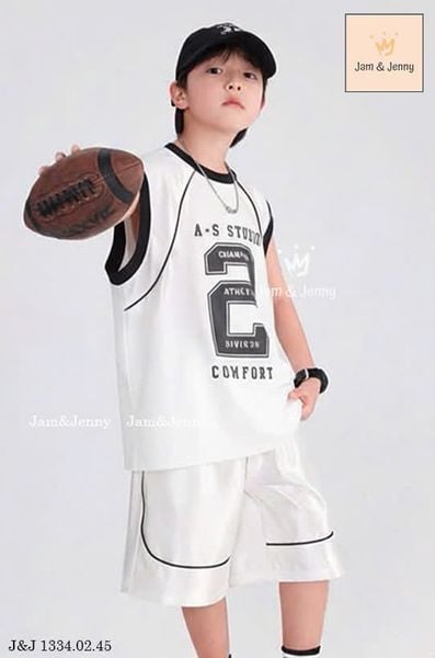 JJBCC.1334 - Bộ cotton thể thao Jam & Jenny sát nách in số 3 màu size 2-12y