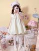 LC1814 - Váy bí Lennco cổ nơ bèo to 2 màu xanh/kem cho bé size 1-10y