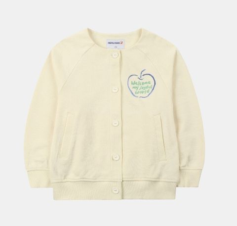 AKBT65 - Áo khoác Cardigan nỉ da cá trắng kem ngực in hình táo size 110 - 155