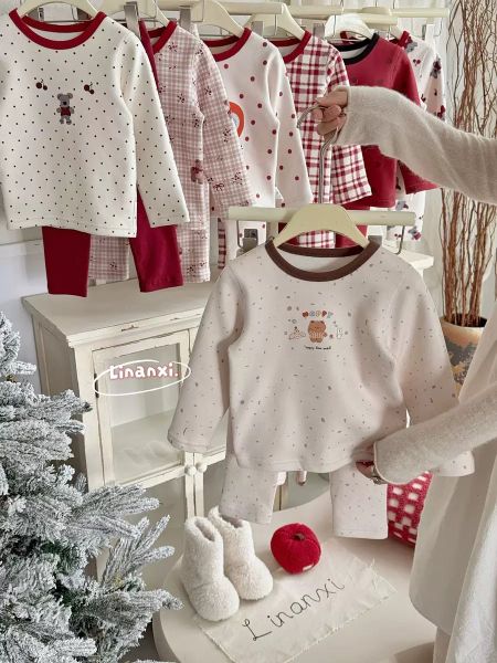 88437 - Bộ nỉ Linanxi dày ấm chủ đề noel nhiều mẫu cho bé size 90-140