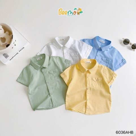 6036AHB - Áo sơ mi Beemo cổ đức, túi cách điệu size 1-6y