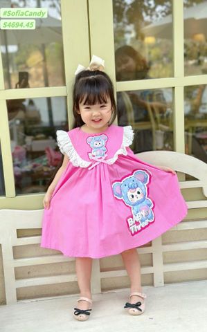 S4694 - Váy Sofia Candy Baby Three hồng phối cổ ren bé gái size 2-12y