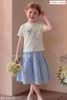 LUBCC.1972 - Set bộ trẻ em Luca & Luca áo trắng + chân váy caro xanh size 6-12y