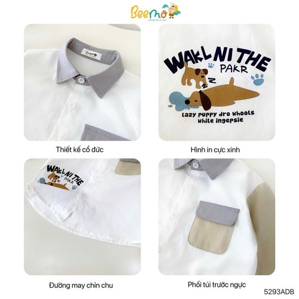 5293ADB - Áo sơ mi Beemo phối tay