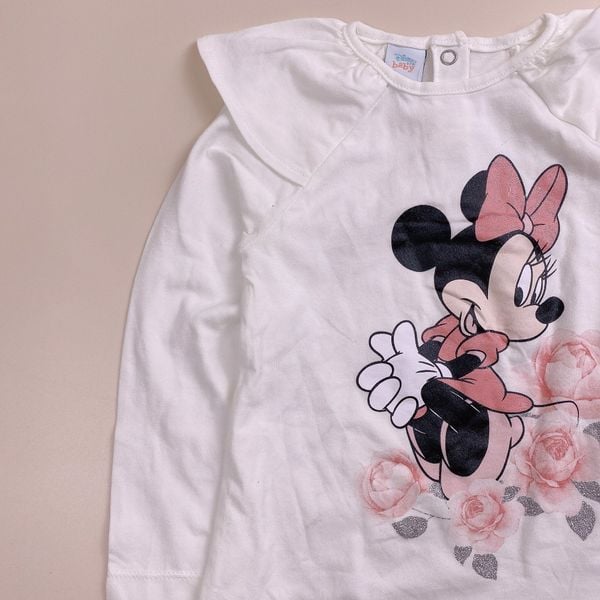 ABG47 - Áo cotton Disney Minnie Mouse Prenatal - màu trắng Minnie hoa hồng