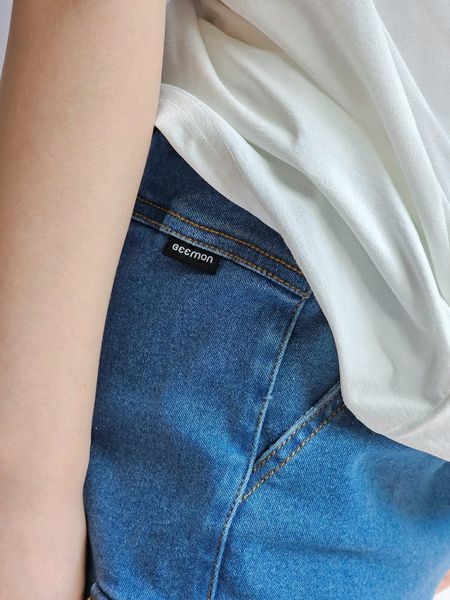 QBT19 - Quần short jean mềm Beemon 2 màu xanh đậm/nhạt cho bé size 120-160