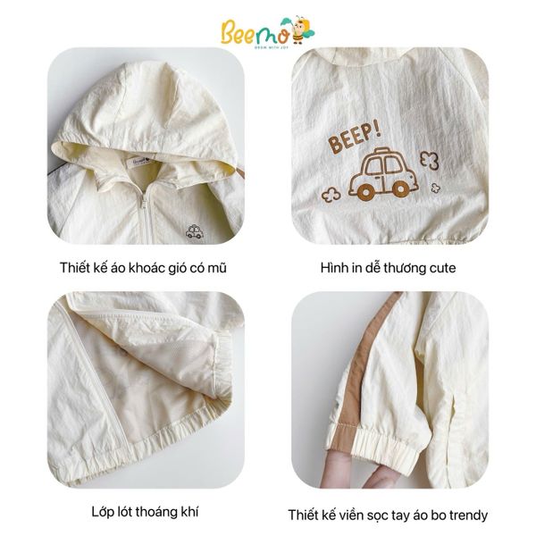 6332ADB - Áo Khoác Gió Chiếc Xe Nhỏ Beemo size 1 - 6y