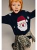 ABT10 - Áo len màu navy hình ông già Noel cho bé size 12m - 6y
