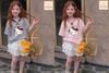 JJBCC.1805 - Bộ Jam & Jenny áo kitty kẻ + chân vay 2 màu size 2 - 12y