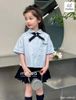MLSBCC.4499 - Bộ Melisa áo xanh + chân váy xếp ly bé gái size 2-12y
