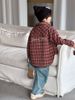 25F136 - Áo sơ mi AMBB vải dạ mềm kẻ nâu đỏ bé trai size 110-170