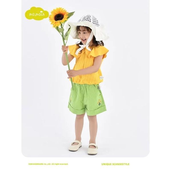 QBG32 - Quần short MM màu xanh lá thêu hoa bé gái size 90-110
