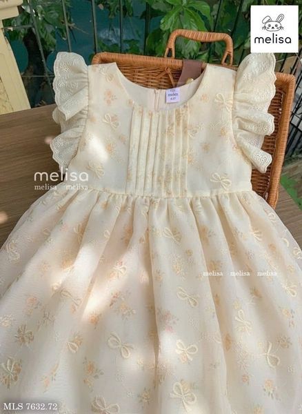 MLSDCC.7632 - Váy Melisa hoa vàng ly ngực vai tiên size 1-10y