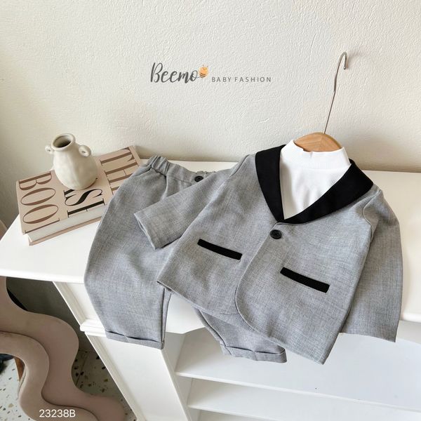 BBT371 - Bộ vest Beemo phối cổ phối viền túi đen 2 màu size 80 - 130
