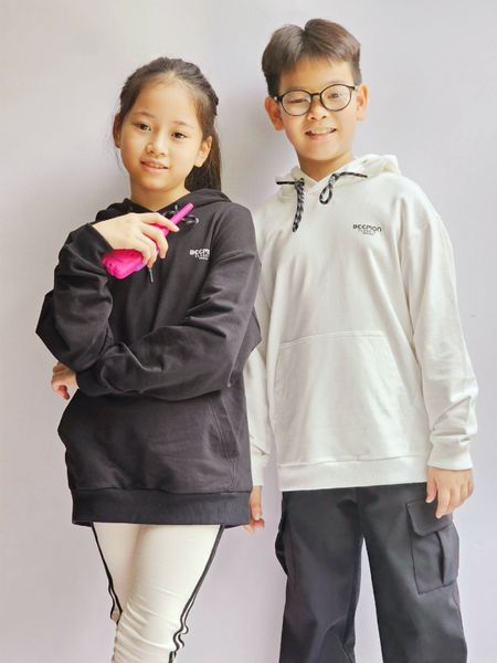 ABT91 - Áo nỉ da cá hoodie Bee Mon 3 màu in chữ ngực size 120 - 160