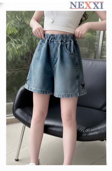 2602.142 - Quần short jean Nexxi thêu nơ cho bé gái size 11-15y