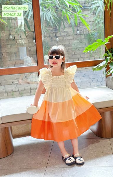 V00046 - Váy Mia Kids tiểu thư smock phối sắc màu BG size 1-10y